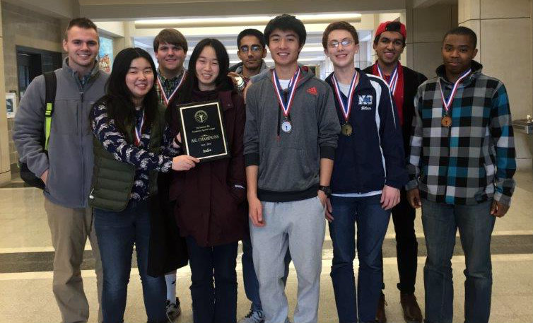 INTELLECTUAL PROWESS: The members of the 2015-2016 Academic Decathlon Team pose for a photo after winning this Saturday in their first official competition of the season.