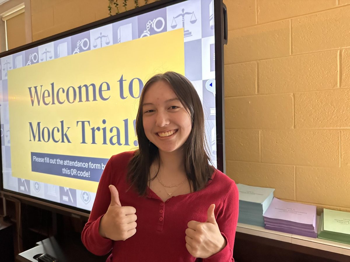 North Penn Senior, Hailey Swyter, enthusiastic about one of her favorite activities, mock trial.
