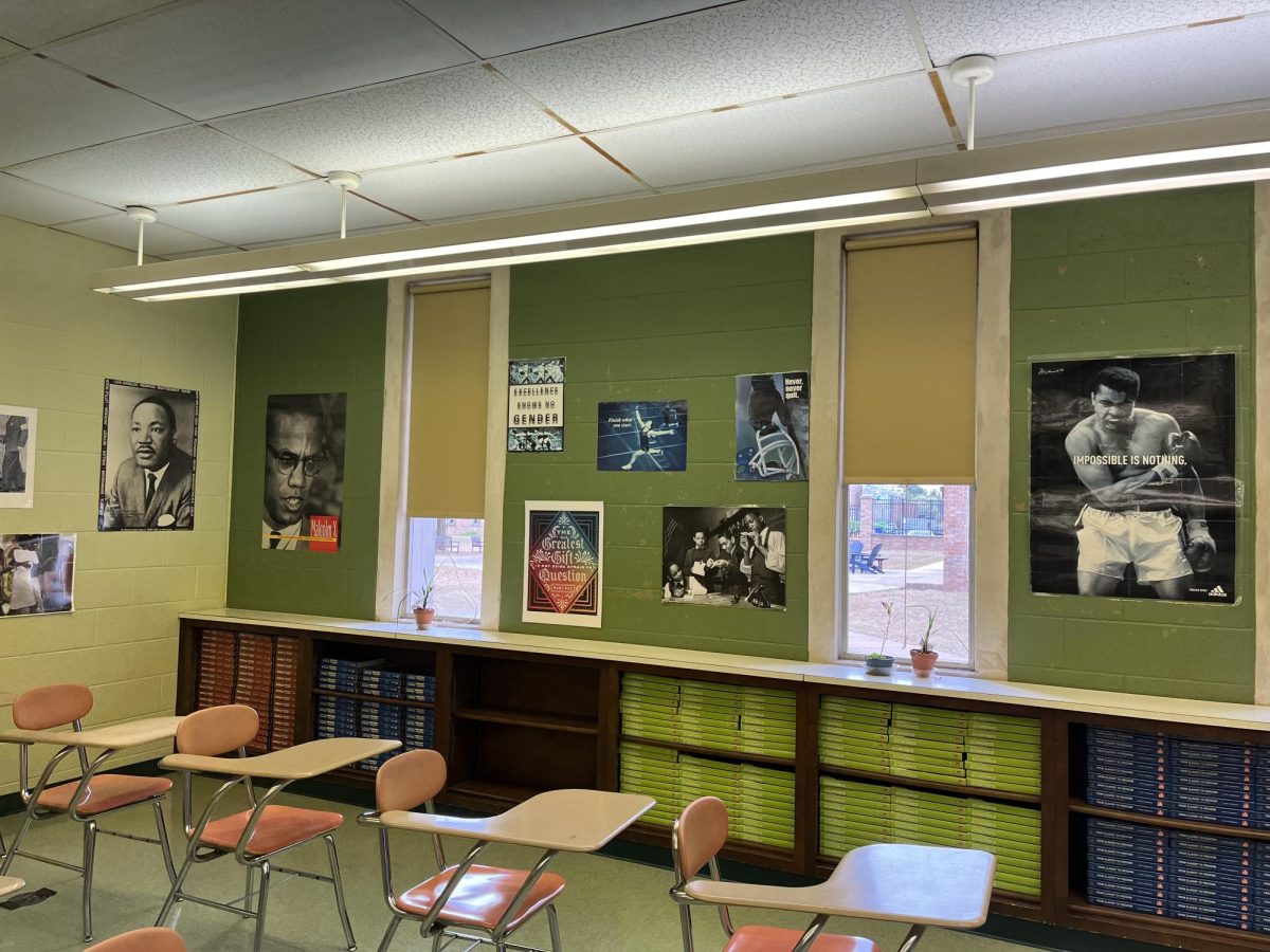 Aspects of the culture and history of African Americans line the walls of Mr Joel Wilson's classroom at NPHS