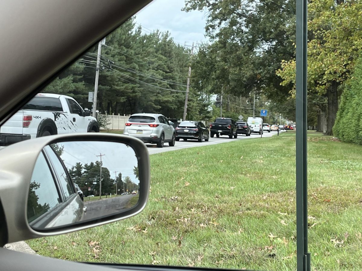 The Valley Forge Crawl: Traffic backs up along Valley Forge Rd near NPHS on October 1, 2024.