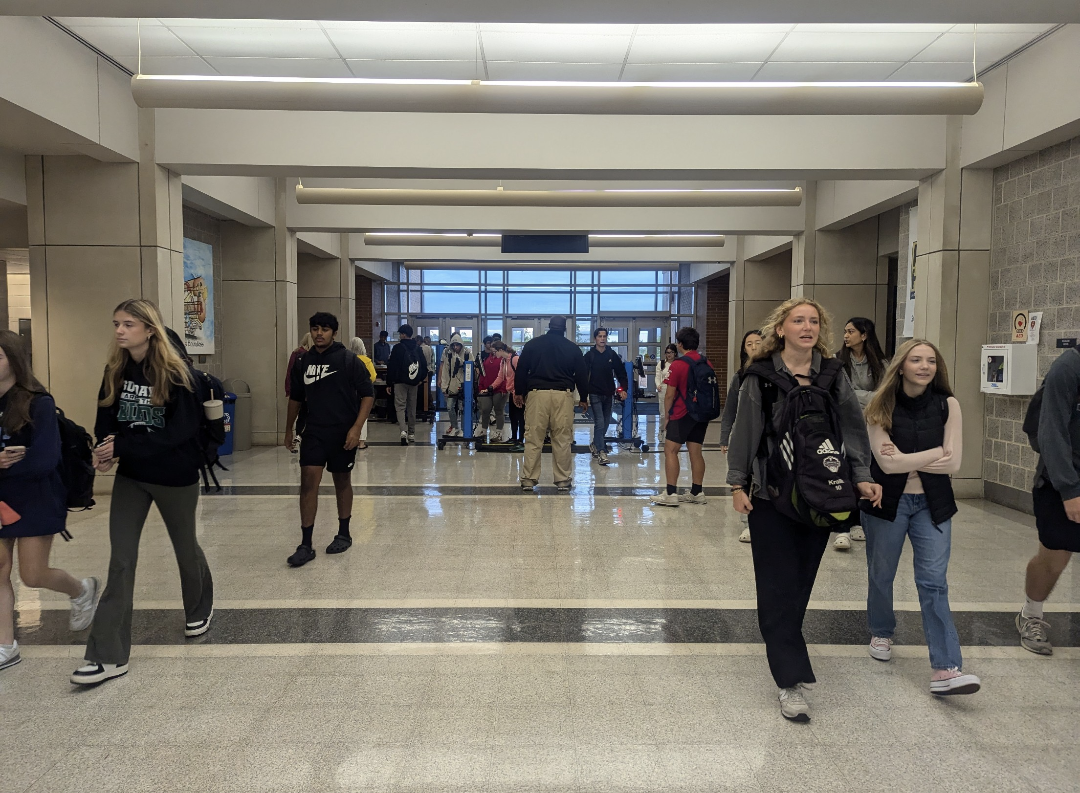 Safe at School: NPHS students enter the building on an October morning to start their school day. Through apps like Safe To Say, NPSD hopes to be  able to keep students and staff safe every day. 