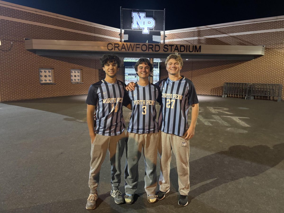 Kickin Back after Senior Night: captains Ian Balisalisa, Caiden Meyers, and Demitri Ilovski after beating CB East in last home game