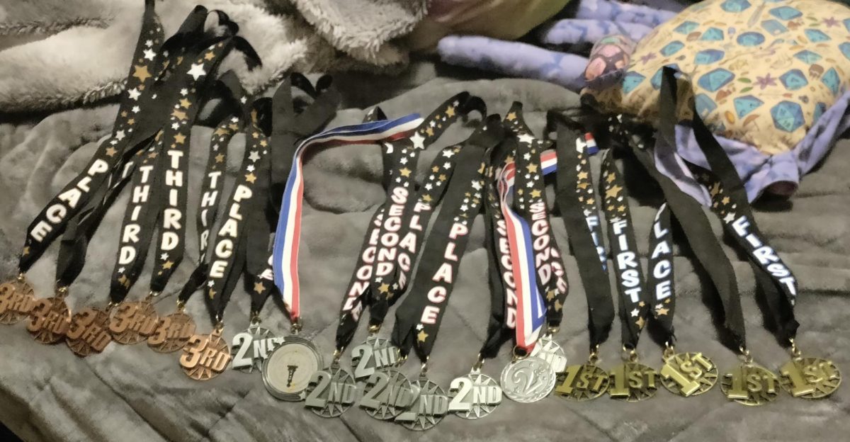 An impressive amount of medals earned by Stewart throughout her career in the Academic Decathlon.