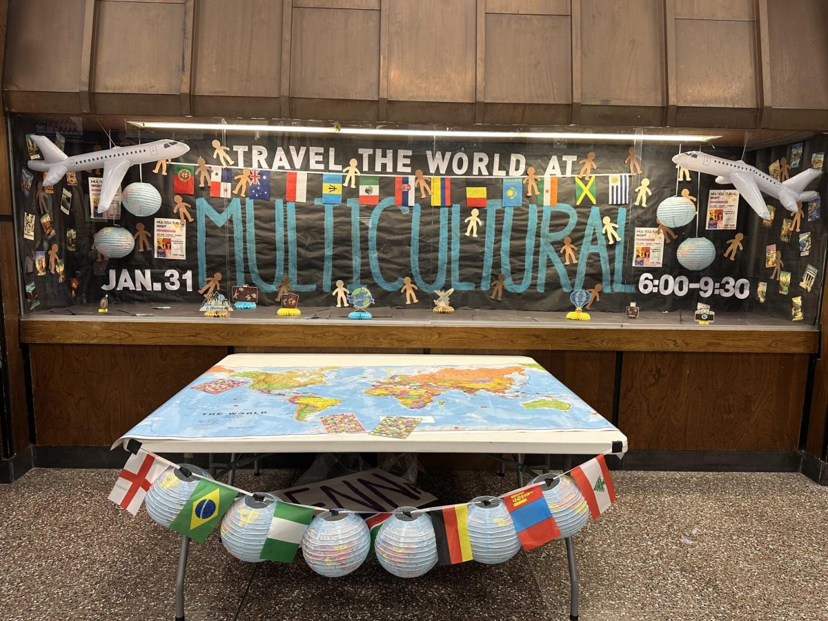 Multicultural Night: North Penn's auditorium display case held visual representations for all of the cultural clubs at the high school