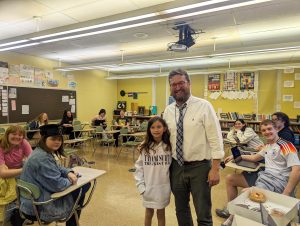 Mr. Gillespie's daughter welcomed into class discussion